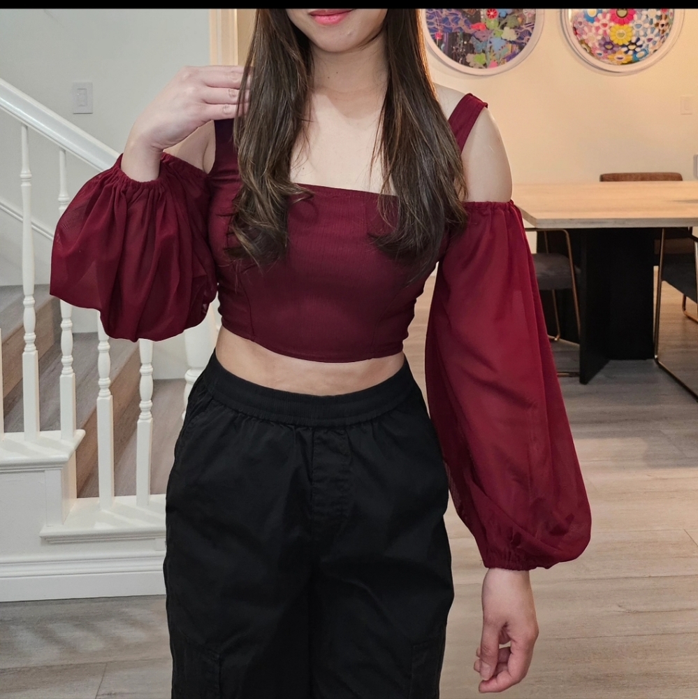 Corset long sleeve off shoulder top